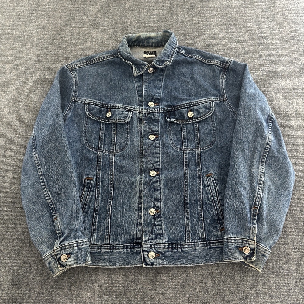 Vintage Riveted Lee Denim Trucker Jacket Medium Blue Wash